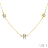 1/10 ctw Star of David Round Cut Diamond Station Necklace in 10K Yellow Gold