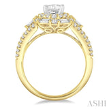 1 ctw Emerald Shape Baguette and Round Cut Diamond Semi-Mount Engagement Ring in 14K Yellow and White Gold
