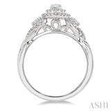 5/8 ctw Split Twisted Shank Round Cut Diamond Engagement Ring With 1/4 ctw Marquise Cut Center Stone in 14K White Gold