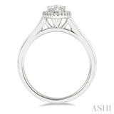5/8 ctw Round Cut Diamond Engagement Ring With 1/2 ctw Marquise Cut Center Stone in 14K White Gold