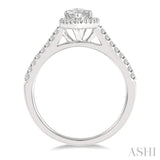 3/4 ctw Round Cut Diamond Engagement Ring With 1/2 ctw Marquise Cut Center Stone in 14K White Gold