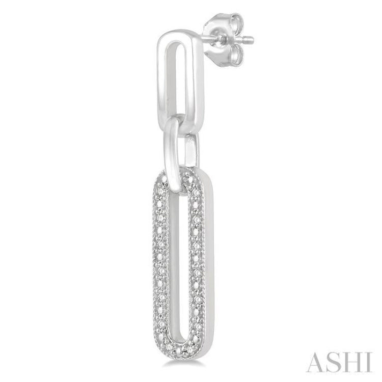 1/10 ctw Round Cut Diamond Paper Clip Earring in Silver
