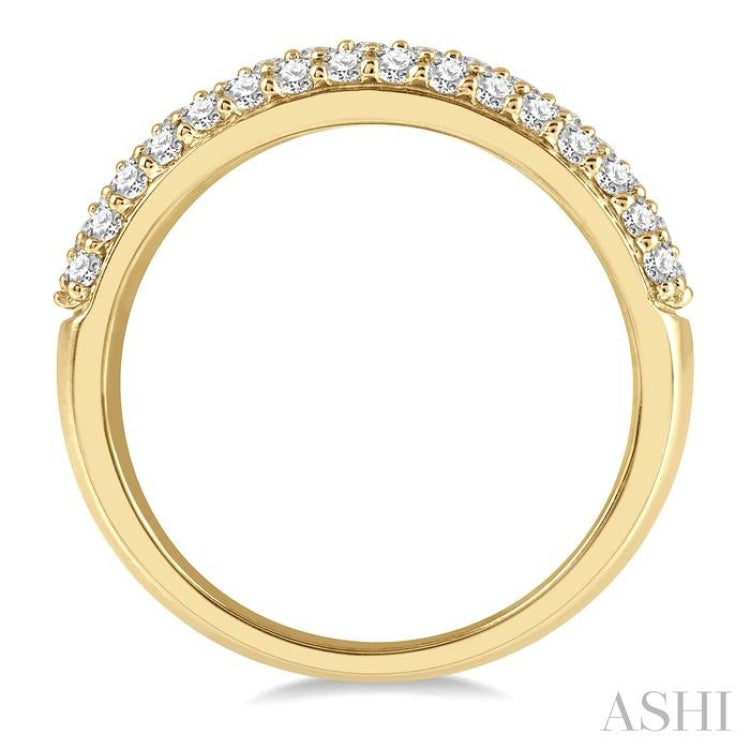 1/2 ctw Triple Row Pave Set Round Cut Diamond Band in 14K Yellow Gold