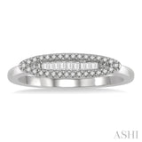 1/5 Ctw Pod Center Baguette and Round Cut Diamond Stackable Petite Fashion Ring in 10K White Gold