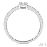 1/4 ctw Cushion Shape Baguette and Round Cut Diamond Fashion Promise Ring in 10K White Gold