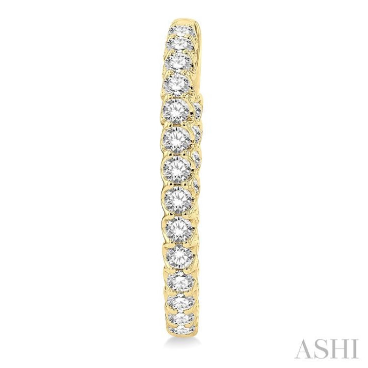 3.00 ctw Inside-Out Round Cut Diamond Hoop Earrings in 14K Yellow Gold
