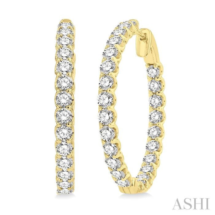 5.00 ctw Inside-Out Round Cut Diamond Hoop Earrings in 14K Yellow Gold