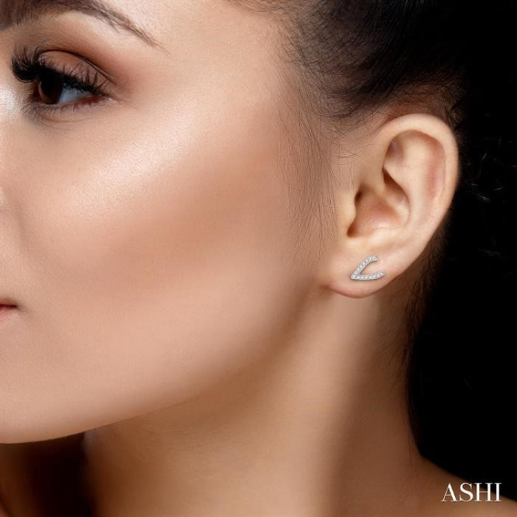1/6 ctw Wishbone Round Cut Diamond Petite Earring in 10K White Gold