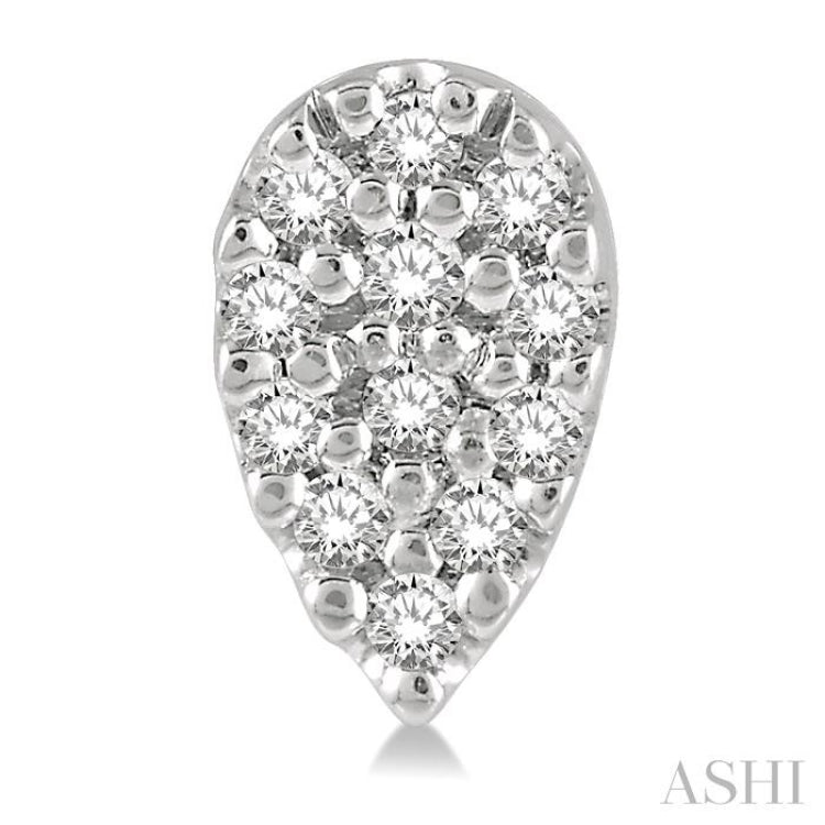 1/10 ctw Pear Shape Round Cut Diamond Petite Earring in 10K White Gold