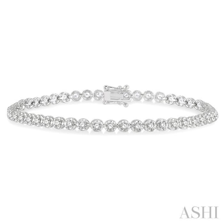 2 ctw Round Cut Diamond Illusion Tennis Bracelet in 10K White Gold