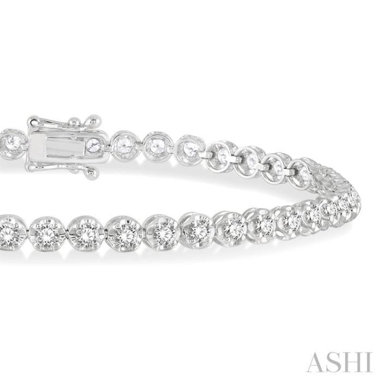 2 ctw Round Cut Diamond Illusion Tennis Bracelet in 10K White Gold