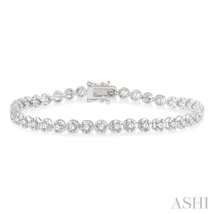 3 ctw Round Cut Diamond Illusion Tennis Bracelet in 10K White Gold