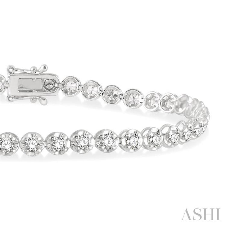 3 ctw Round Cut Diamond Illusion Tennis Bracelet in 10K White Gold
