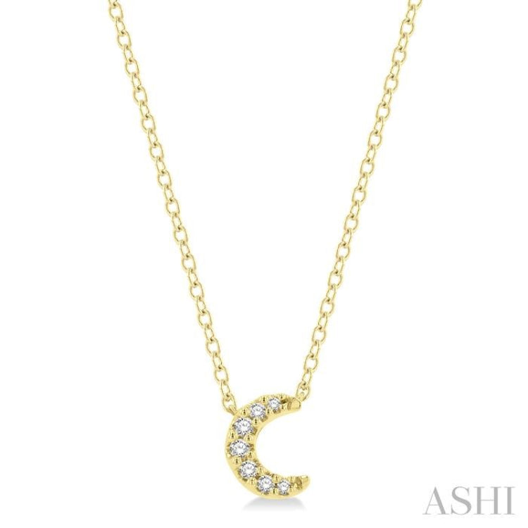 1/20 ctw Crescent Round Cut Diamond Petite Fashion Pendant With Chain in 10K Yellow Gold