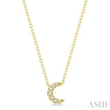 1/20 ctw Crescent Round Cut Diamond Petite Fashion Pendant With Chain in 10K Yellow Gold