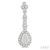 5/8 ctw Pear Shape Halo Lovebright Round Cut Diamond Earrings in 14K White Gold