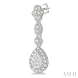 5/8 ctw Pear Shape Halo Lovebright Round Cut Diamond Earrings in 14K White Gold