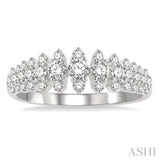 3/4 ctw Graduated Round Cut Diamond Fashion Band in 14K White Gold