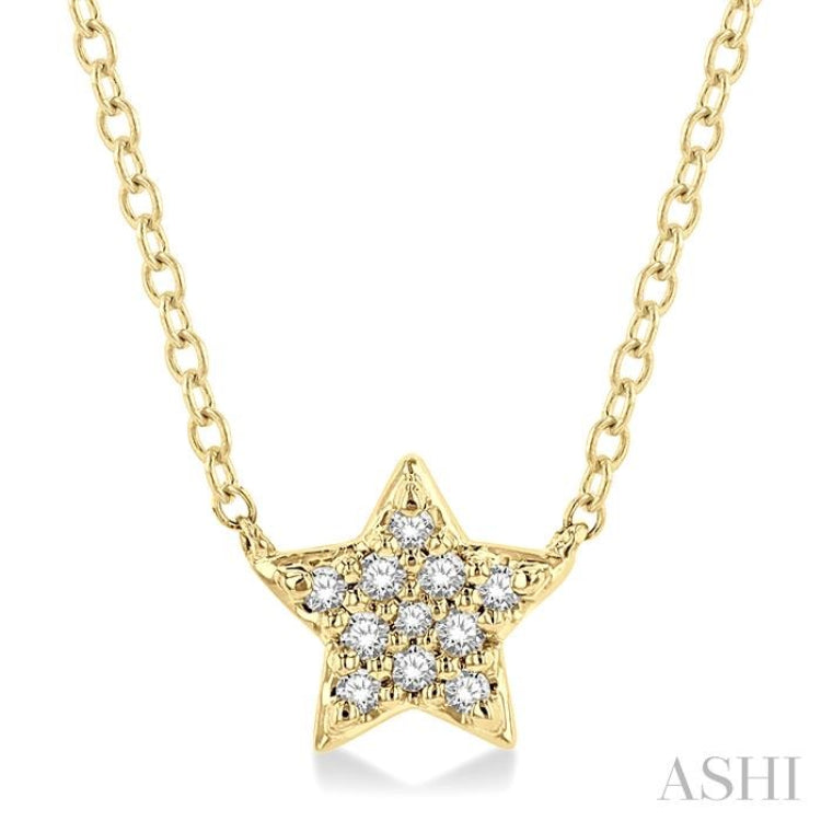 1/10 ctw Star Of David Round Cut Diamond Petite Fashion Pendant With Chain in 10K Yellow Gold