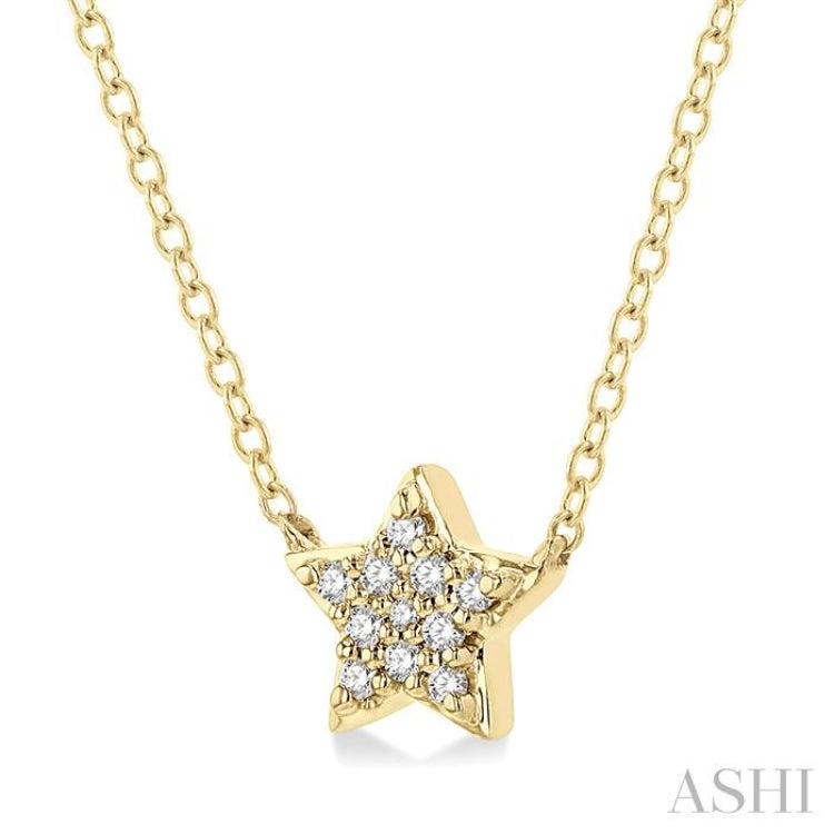 1/10 ctw Star Of David Round Cut Diamond Petite Fashion Pendant With Chain in 10K Yellow Gold