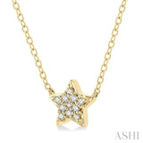 1/10 ctw Star Of David Round Cut Diamond Petite Fashion Pendant With Chain in 10K Yellow Gold