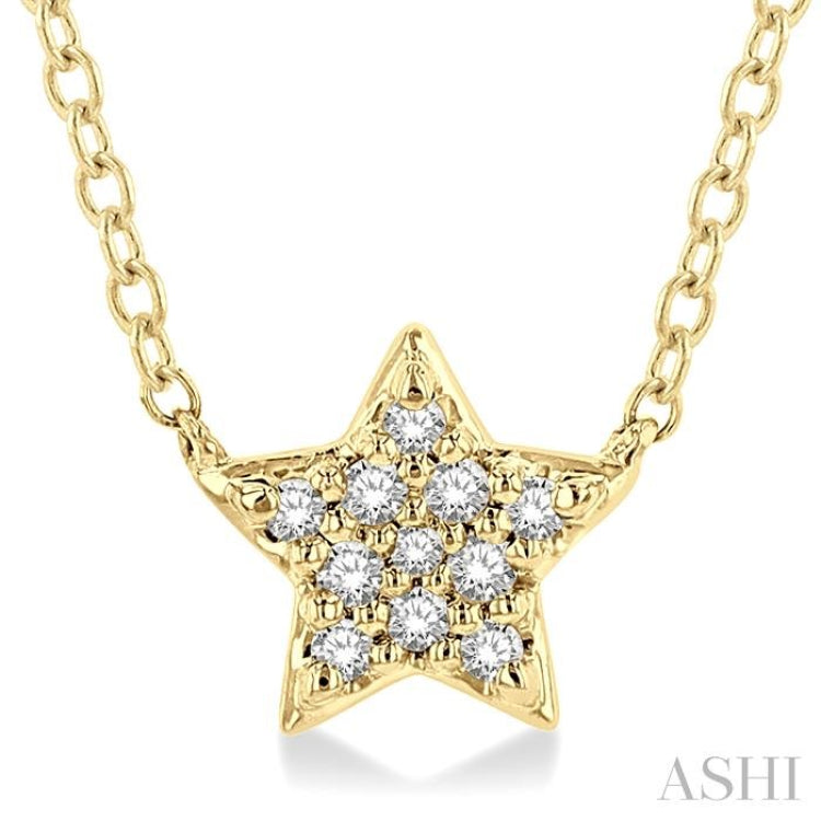 1/10 ctw Star Of David Round Cut Diamond Petite Fashion Pendant With Chain in 10K Yellow Gold