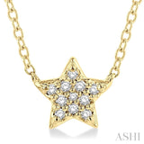 1/10 ctw Star Of David Round Cut Diamond Petite Fashion Pendant With Chain in 10K Yellow Gold
