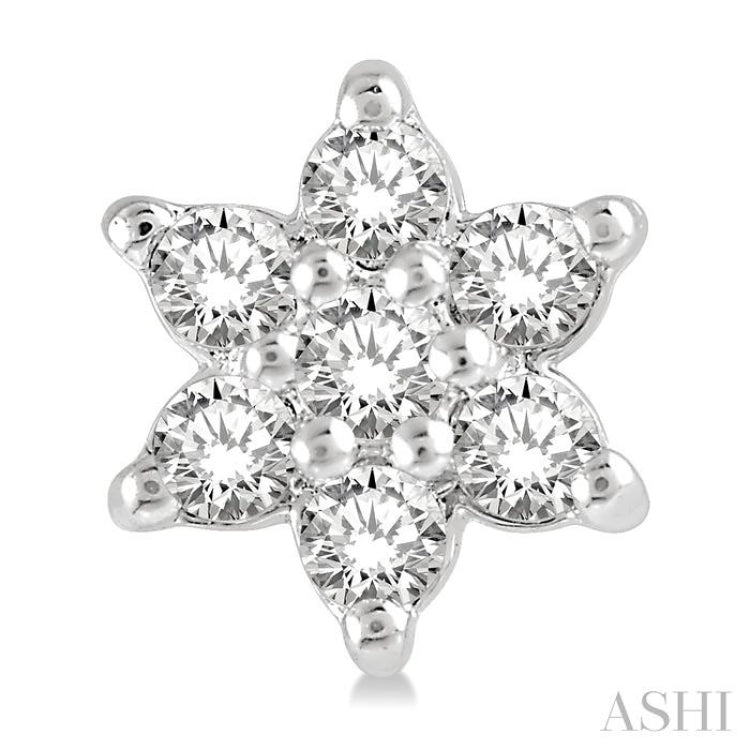 1/6 ctw Floral Round Cut Diamond Petite Fashion Earring in 10K White Gold