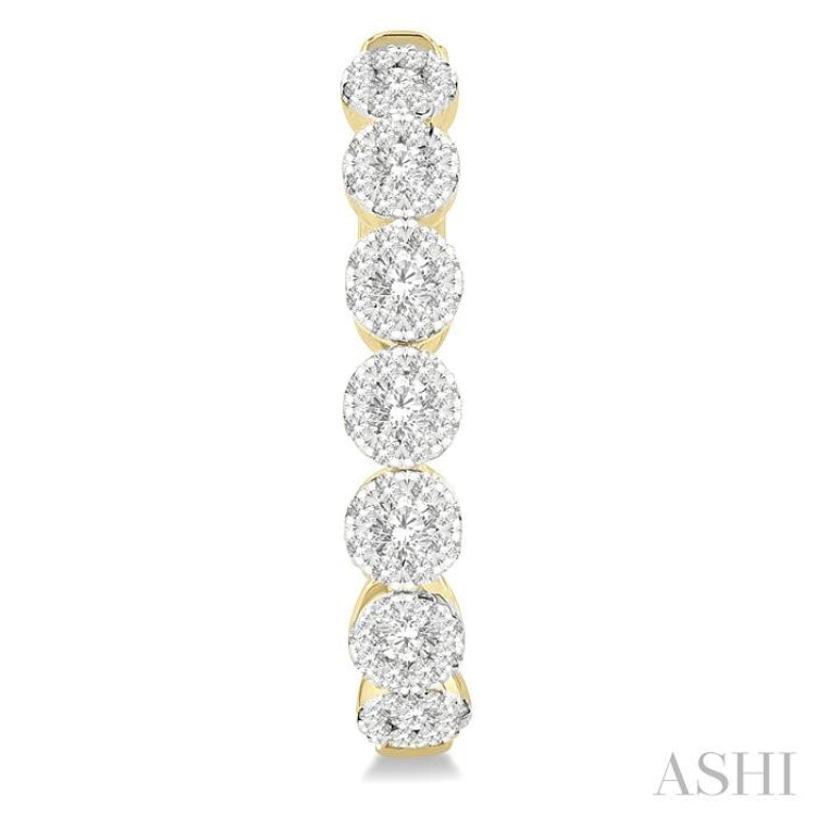 1 ctw Round Cut Lovebright Diamond Hoop Earrings in 14K Yellow and White Gold