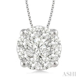1 1/2 ctw Lovebright Round Cut Diamond Pendant in 14K White Gold with Chain