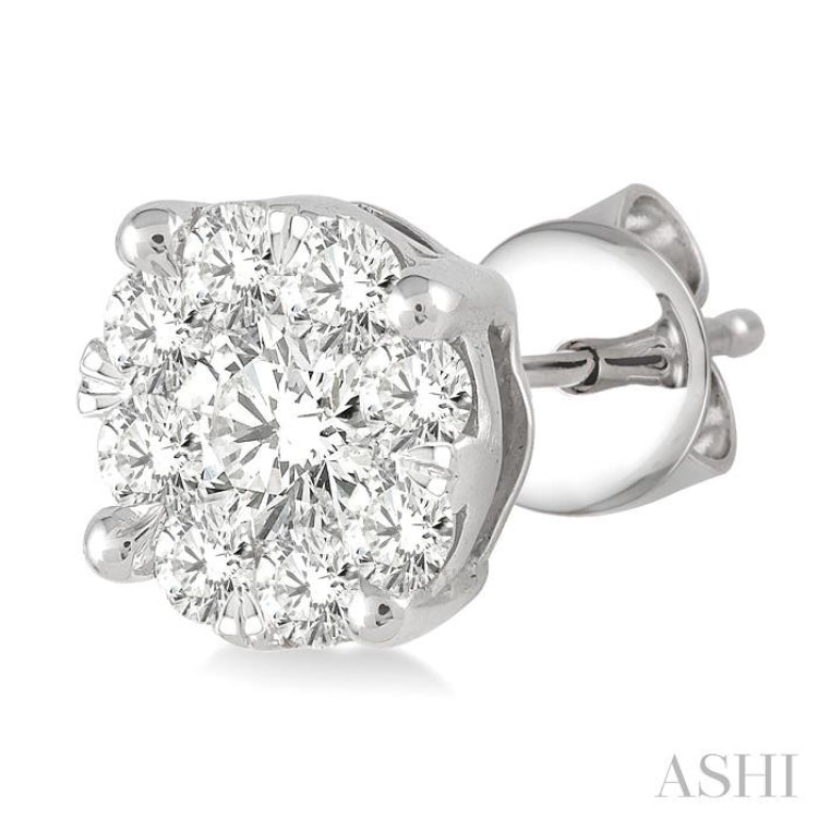 1 ctw Round Cut Lovebright Diamond Stud Earrings in 14K White Gold