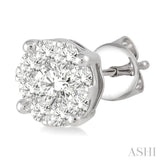 1 ctw Round Cut Lovebright Diamond Stud Earrings in 14K White Gold