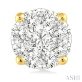 1 ctw Lovebright Round Cut Diamond Stud Earrings in 14K Yellow and White Gold