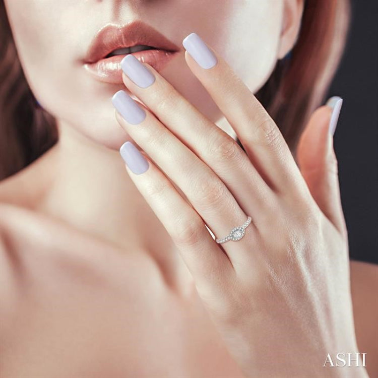 1/3 ctw Oval Shape Round Cut Diamond Fashion Ring with 1/6 ctw Oval Cut Center Stone in 14K White Gold