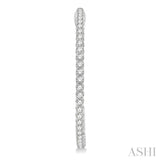 3 ctw Inside-Out Round Cut Diamond 1 1/2 Inch Hoop Earrings in 14K White Gold