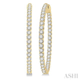 5 ctw Inside-Out Round Cut Diamond 1 1/2 Inch Hoop Earrings in 14K Yellow Gold