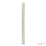 5 ctw Inside-Out Round Cut Diamond 1 1/2 Inch Hoop Earrings in 14K Yellow Gold