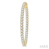 5 ctw Inside-Out Round Cut Diamond 1 1/2 Inch Hoop Earrings in 14K Yellow Gold