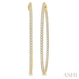 2 ctw Inside-Out Round Cut Diamond 2-Inch Hoop Earrings in 14K Yellow Gold
