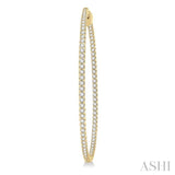 3 ctw Inside-Out Round Cut Diamond 2-Inch Hoop Earrings in 14K Yellow Gold