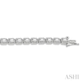 6 ctw Emerald & Round Cut Diamond Halo Tennis Bracelet in 14K White Gold