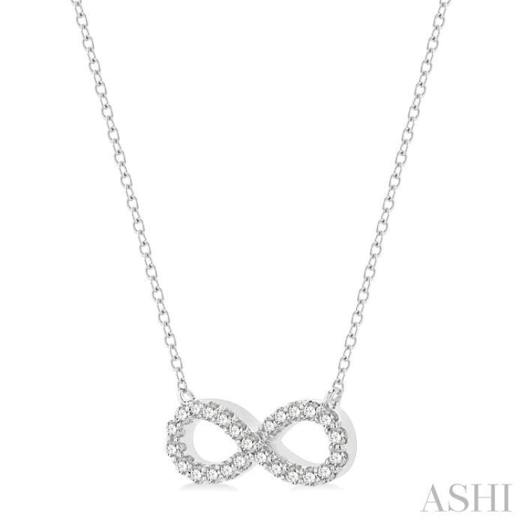 1/4 Ctw Round Cut Diamond Infinity Pendant With Chain in 14K White Gold