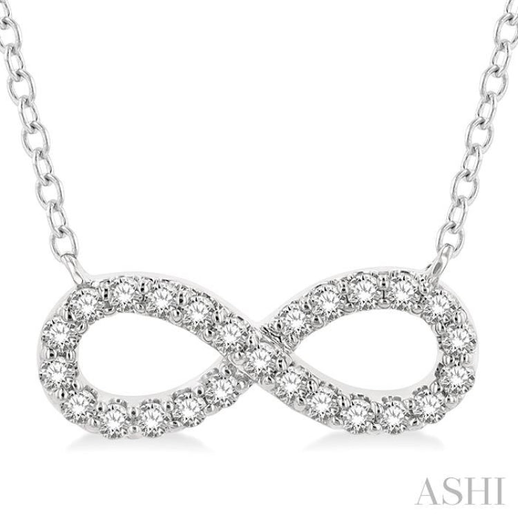 1/4 Ctw Round Cut Diamond Infinity Pendant With Chain in 14K White Gold