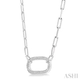 1/10 ctw Round Cut Diamond Paper Clip Pendant in Silver