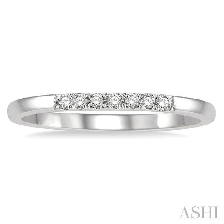 1/10 ctw Straight Row Center Round Cut Diamond Stackable Fashion Petite Band in 10K White Gold