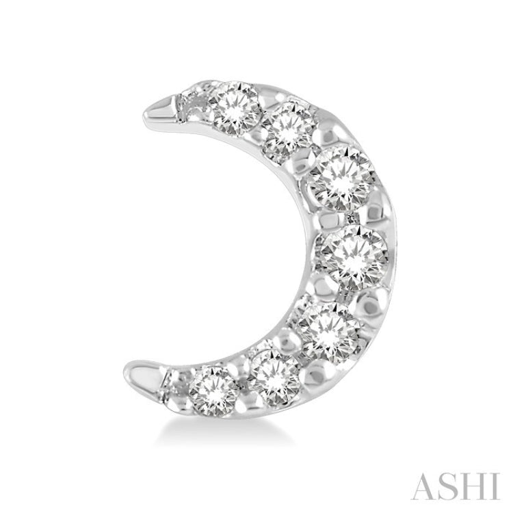 1/10 Ctw Crescent Moon Round Cut Diamond Petite Fashion Earrings in 10K White Gold