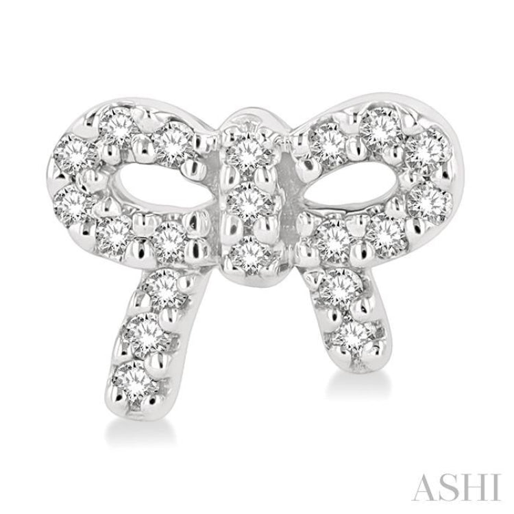 1/8 Ctw Bow Tie Round Cut Diamond Petite Fashion Earrings in 10K White Gold
