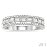 1/2 ctw Triple Row Fusion Baguette and Round Cut Diamond Fashion Band in 14K White Gold