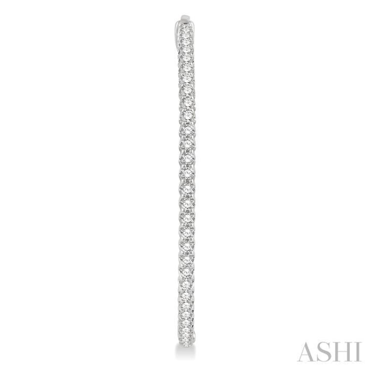 5 ctw Inside-Out Round Cut Diamond 2-Inch Hoop Earrings in 14K White Gold