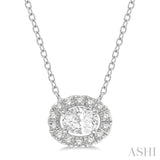 1/4 Ctw Oval and Round Cut Diamond Halo Fashion Petite Pendant With Chain in 14K White Gold